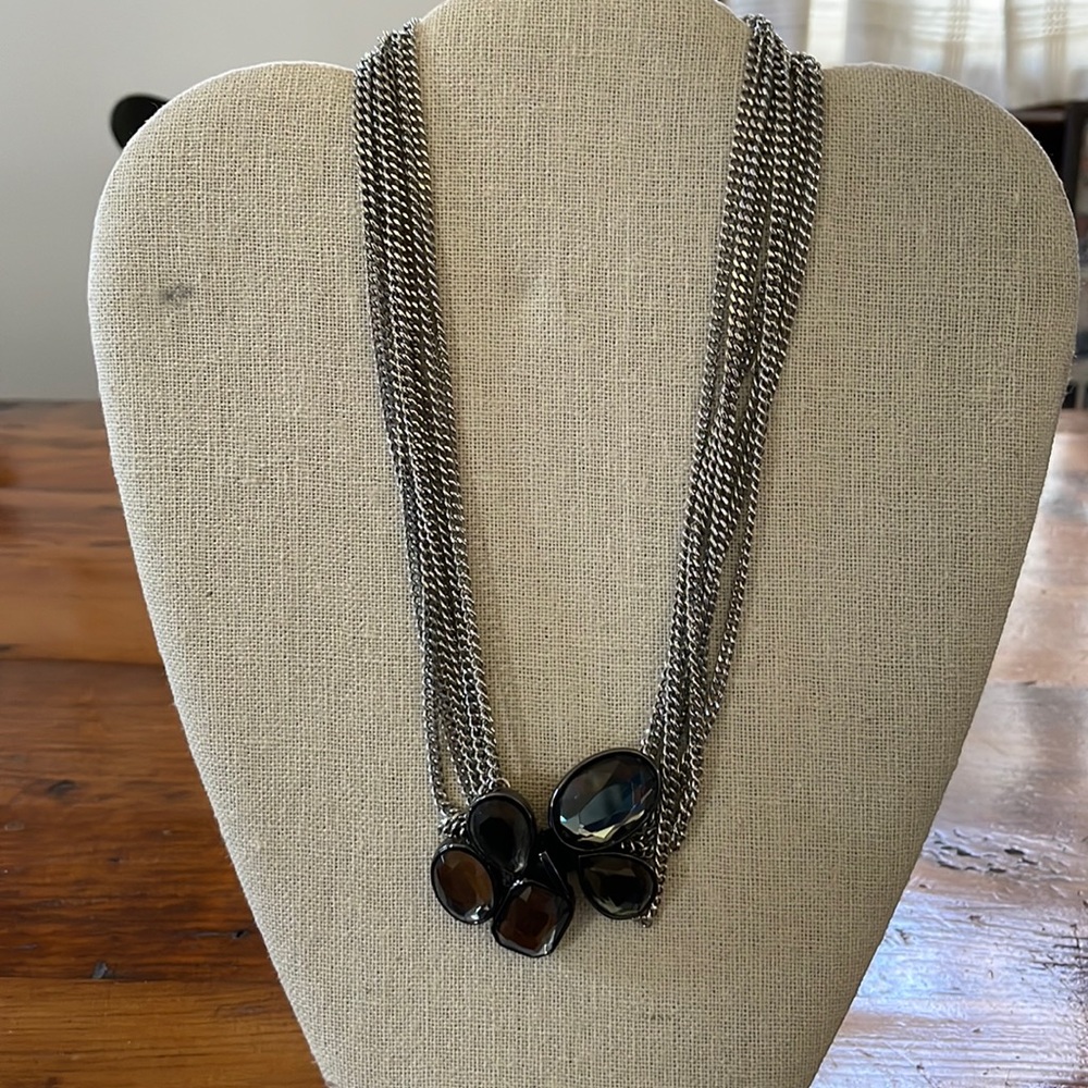 3/$20 Really cute silver colored chains and gray/black stones, bundle for price
